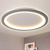 Minimalist Metal Led Grey Flush Mount Light With Acrylic Diffuser In White/Warm 10’/14.5’/19’