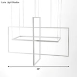Minimalist Metal Led Hanging Lamp Kit - Rectangle Shape White 23.5’/31.5’/38’ Wide