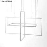 Minimalist Metal Led Hanging Lamp Kit - Rectangle Shape White 23.5’/31.5’/38’ Wide