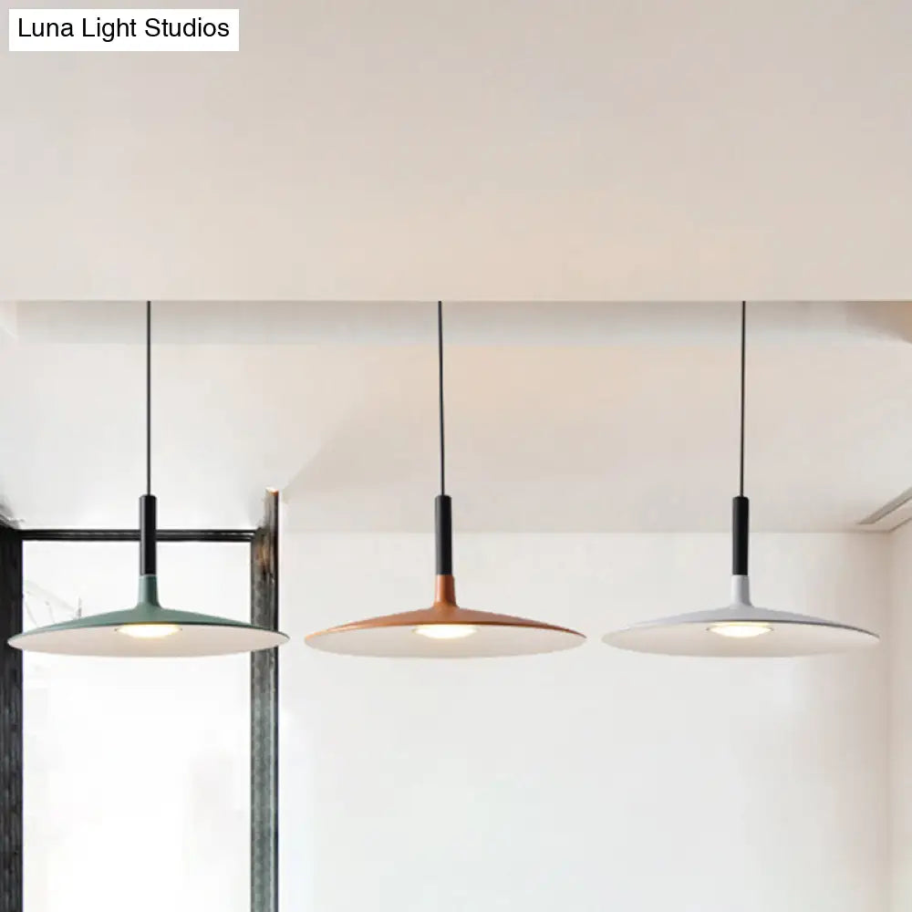 Minimalist Metal Led Pendant Lamp - Flying Saucer Style For Restaurants