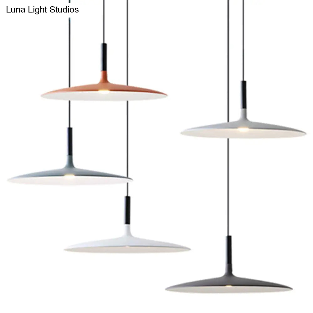 Minimalist Metal Led Pendant Lamp - Flying Saucer Style For Restaurants