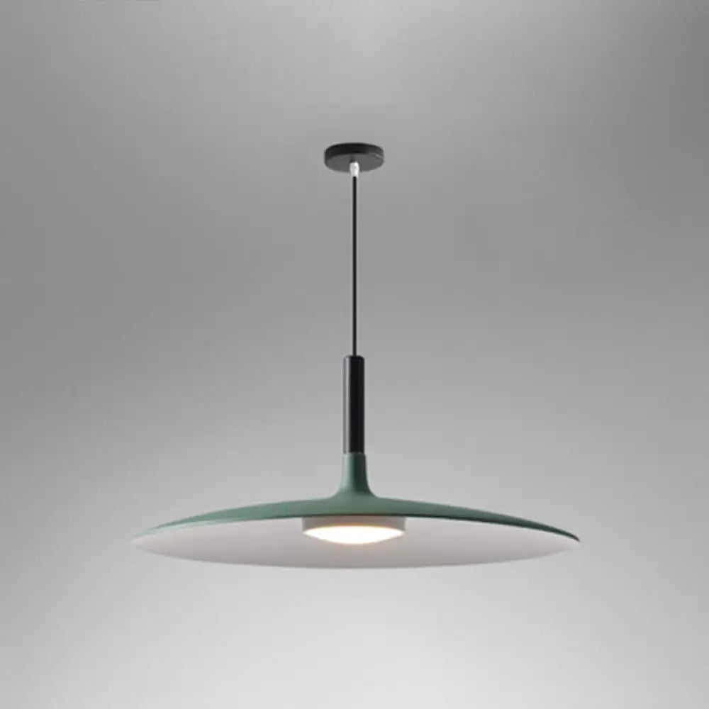 Minimalist Metal Led Pendant Lamp - Flying Saucer Style For Restaurants Green / 18