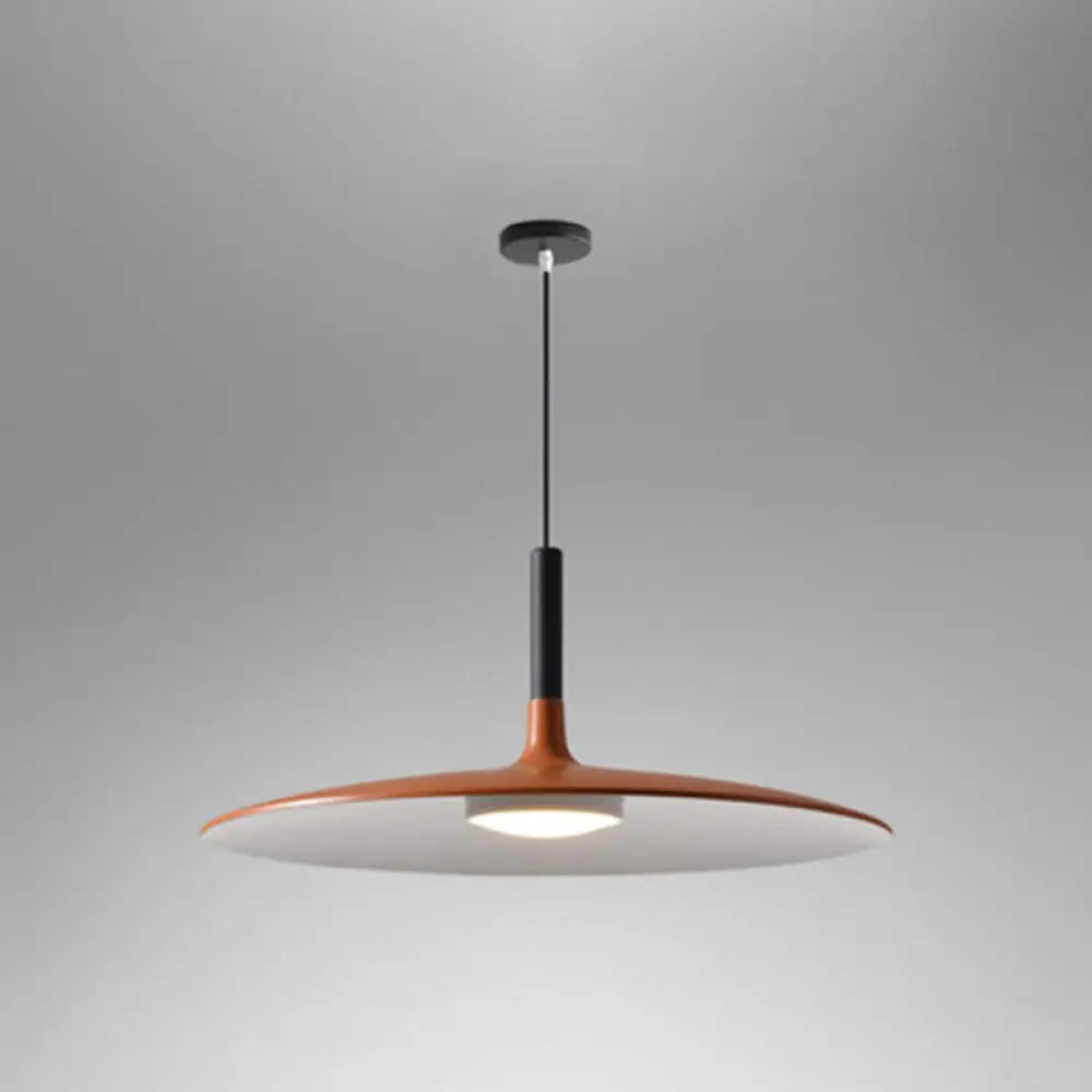 Minimalist Metal Led Pendant Lamp - Flying Saucer Style For Restaurants Orange / 18