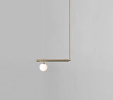 Minimalist Metal Pendant Lighting With Gold Accents - Modern Globe Glass Island Ceiling Light For
