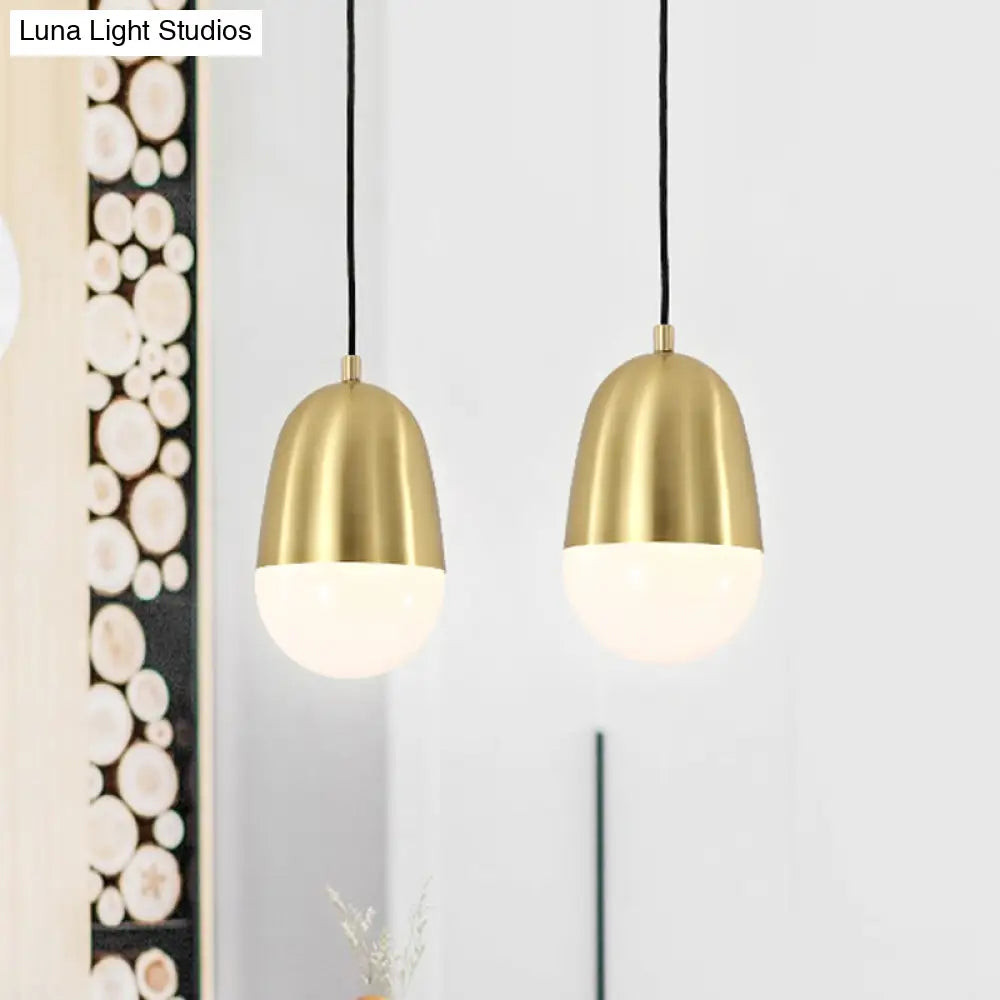 Minimalist Metal Pill Pendant Ceiling Light for Bedroom Brass Finish Brass