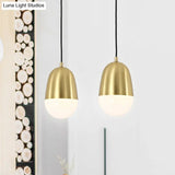 Minimalist Metal Pill Pendant Ceiling Light for Bedroom Brass Finish Brass