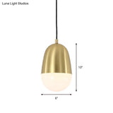 Minimalist Metal Pill Pendant Ceiling Light for Bedroom Brass Finish Brass