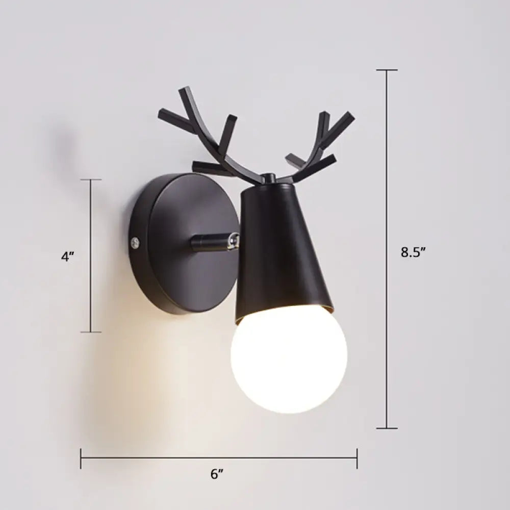 Minimalist Metal Wall Lamp With Pivot Joint - Antler Bedside Reading Sconce Fixture Black
