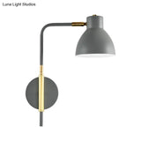 Minimalist Metal Wall Mounted Light With Dome Shade - Rectangular Arm Sconce In Grey/White/Green 5.5