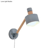 Minimalist Metal Wall Sconce Grey Lighting For Living Room - 5.5/6/7 With 1 Head