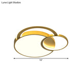 Minimalist Metallic Circle Led Ceiling Lamp In Warm/White Light 16’/19.5’ Width - Gold Flush Mount