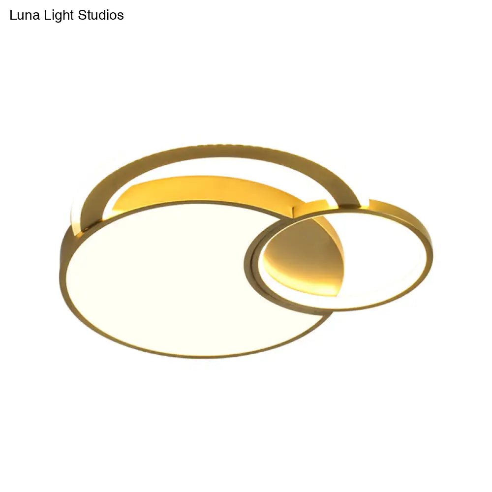 Minimalist Metallic Circle Led Ceiling Lamp In Warm/White Light 16’/19.5’ Width - Gold Flush Mount