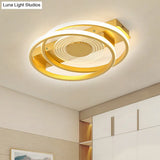 Minimalist Metallic Dual Ring Led Gold Flush Mount Ceiling Lamp - 16.5’/20.5’ Wide Warm/White Light