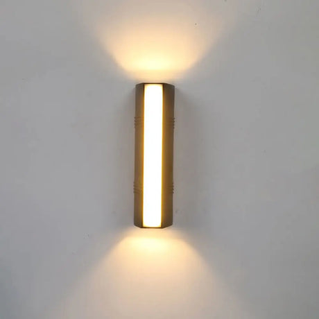 Minimalist Metallic Led Wall Sconce For Courtyard - Trapezoid Shape Black