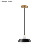 Minimalist Metallic Pendant Lamp: Black/White/Green Capped Hanging Lighting For Bedroom