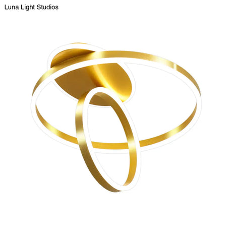 Minimalist Metallic Rings Flush Led Gold Ceiling Lamp - 18’/21.5’ W Warm/White Light