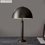Minimalist Metallic Semicircle Table Lamp 1-Light Nightstand Light For Bedside In Black/Gold