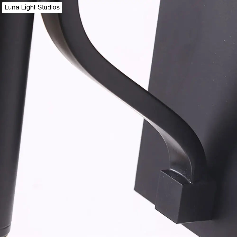 Minimalist Metallic Wall Sconce Light 1-Light Black/Flaxen For Bedroom - 16/18.5 Cone Mount Lighting