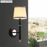 Minimalist Metallic Wall Sconce Light 1-Light Black/Flaxen For Bedroom - 16/18.5 Cone Mount Lighting