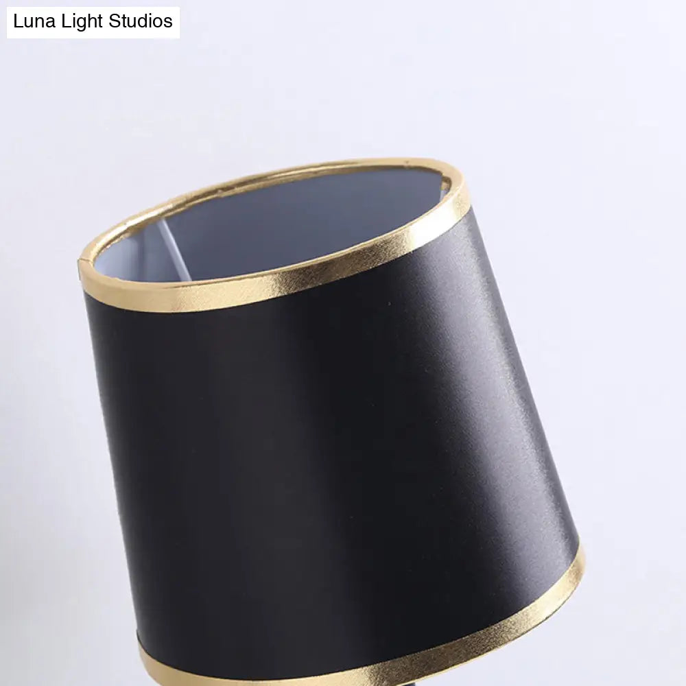 Minimalist Metallic Wall Sconce Light 1-Light Black/Flaxen For Bedroom - 16/18.5 Cone Mount Lighting