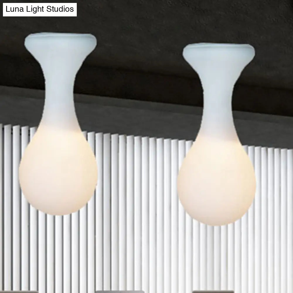 Minimalist Milk White Glass Golf Ceiling Flushmount For Corridor Lighting