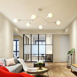 Minimalist Molecular Metal Chandelier: Stylish Living Room Lighting 6 / White