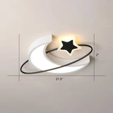 Minimalist Moon & Star Ceiling Light: Acrylic Led Flush Mount In Black-White For Bedrooms White /