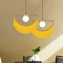 Minimalist Opal Glass Globe Suspension Light: 1-Light Hanging Lamp With Elegant Fringe Yellow / 15