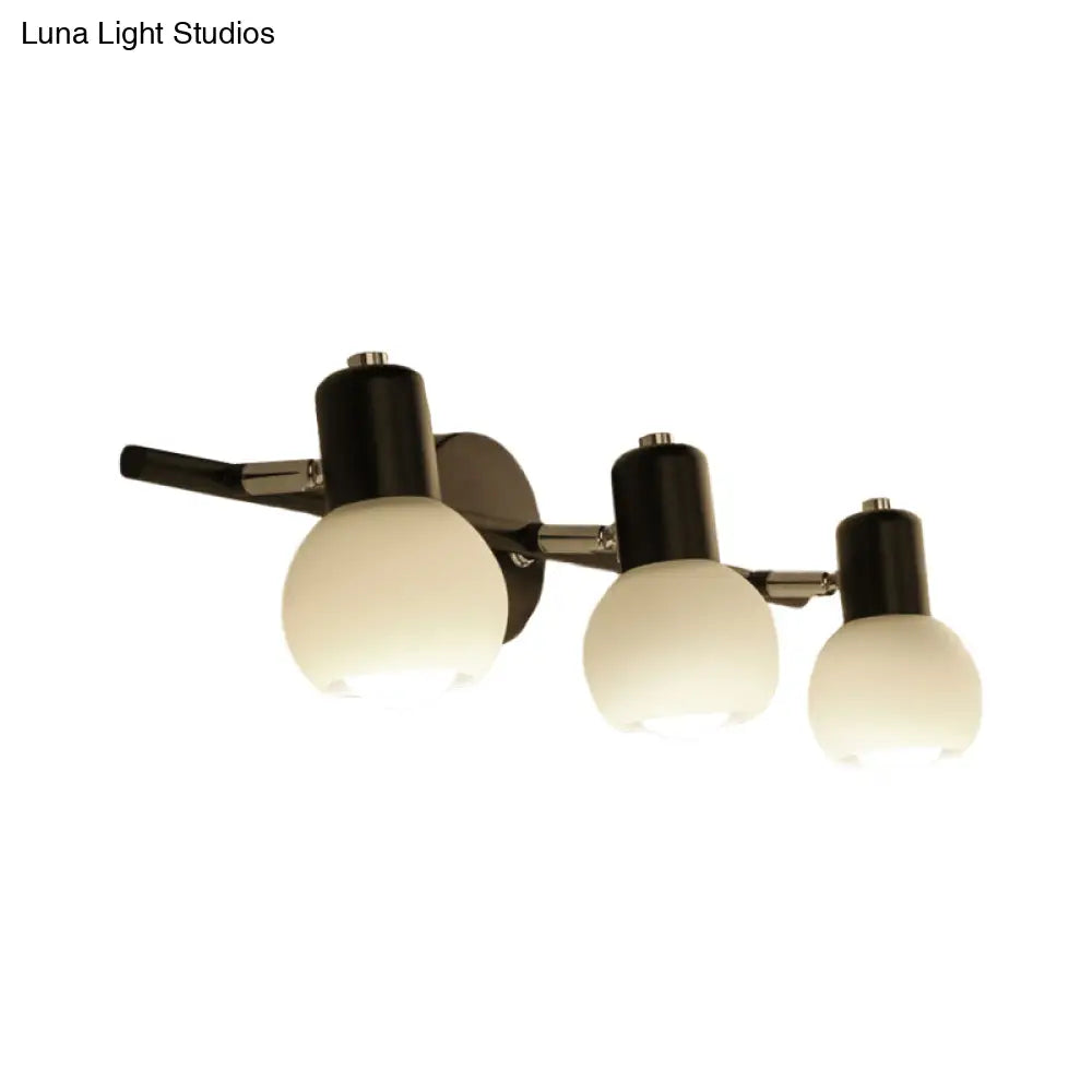 Minimalist Opal Glass Sconce Lighting - Stylish Study Room Wall Mount Lamp In Black With Linear