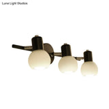 Minimalist Opal Glass Sconce Lighting - Stylish Study Room Wall Mount Lamp In Black With Linear