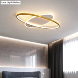 Minimalist Oval Gold Flush Mount Led Ceiling Light Fixture