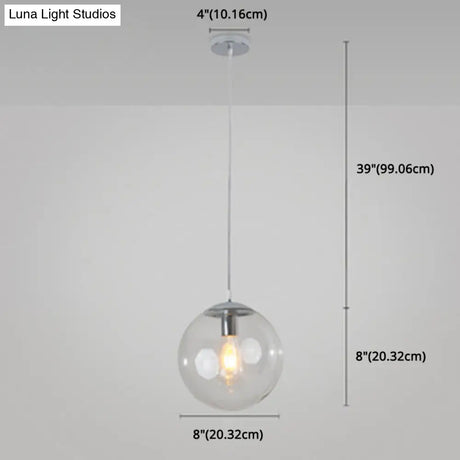 Minimalist Pendant Ceiling Light With Orb Glass Shade - Ideal Restaurant Lighting Fixture
