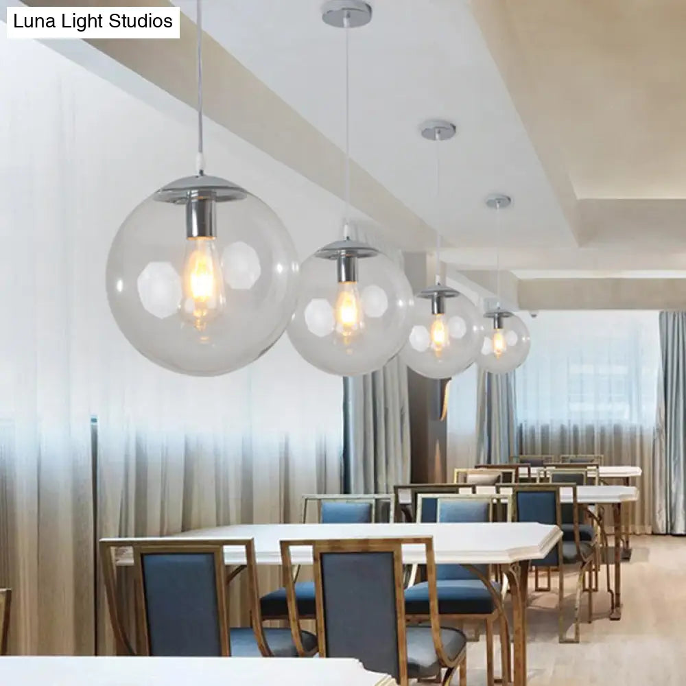 Minimalist Pendant Ceiling Light With Orb Glass Shade - Ideal Restaurant Lighting Fixture