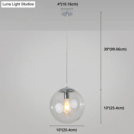 Minimalist Pendant Ceiling Light With Orb Glass Shade - Ideal Restaurant Lighting Fixture