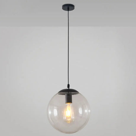 Minimalist Pendant Ceiling Light With Orb Glass Shade - Ideal Restaurant Lighting Fixture Black / 12