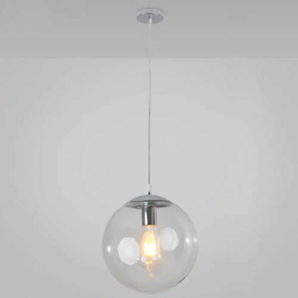 Minimalist Pendant Ceiling Light With Orb Glass Shade - Ideal Restaurant Lighting Fixture Silver /
