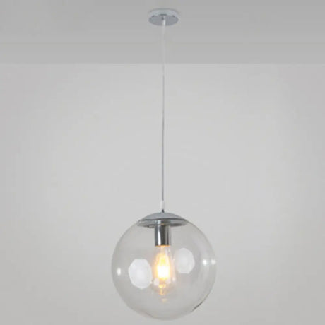 Minimalist Pendant Ceiling Light With Orb Glass Shade - Ideal Restaurant Lighting Fixture Silver /