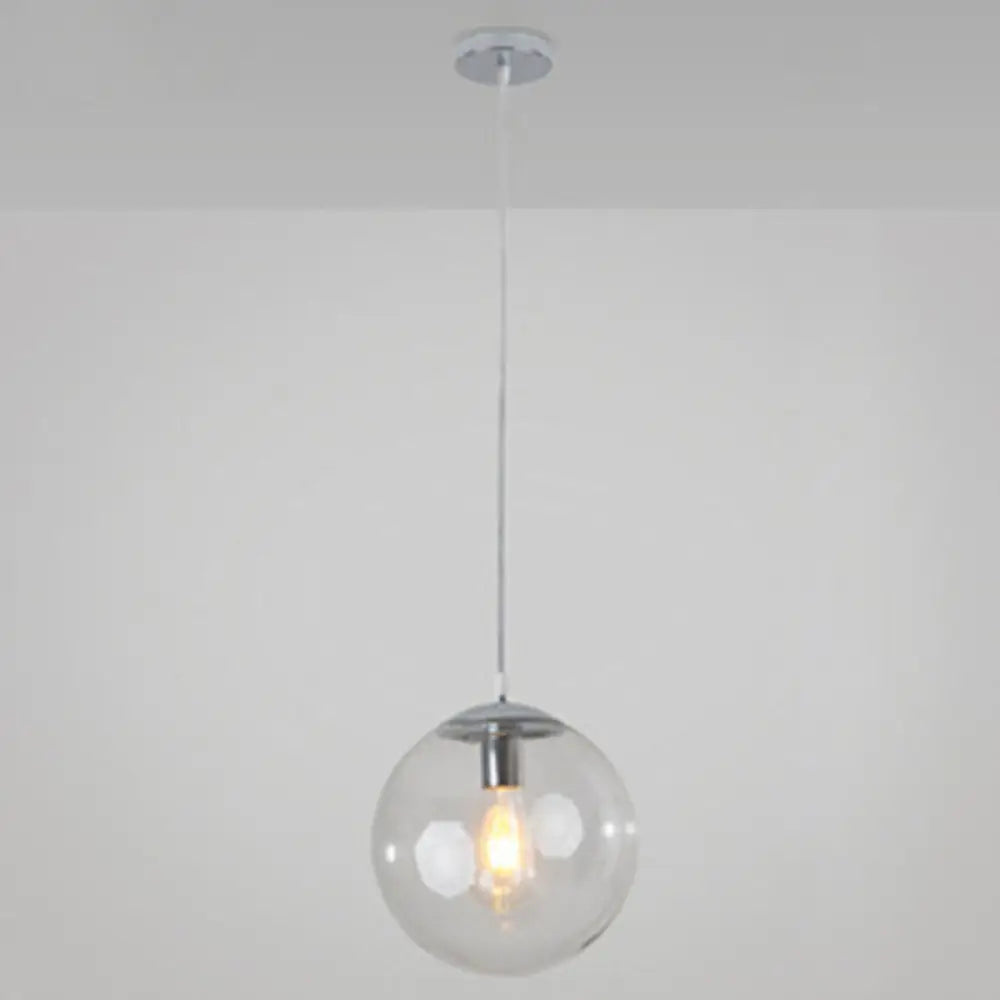 Minimalist Pendant Ceiling Light With Orb Glass Shade - Ideal Restaurant Lighting Fixture Silver / 8