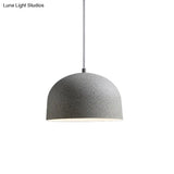 Minimalist Pendant Light Kit - Black/Grey Finish Dome Ceiling Hang Fixture With Iron Shade