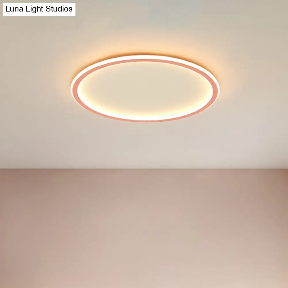 Minimalist Pink/Blue Led Flush Mount Ceiling Light For Bedroom