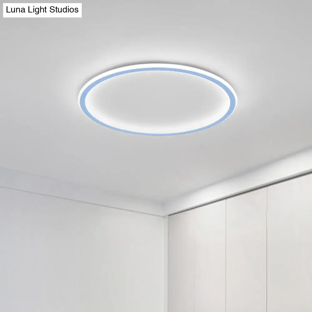 Minimalist Pink/Blue Led Flush Mount Ceiling Light For Bedroom