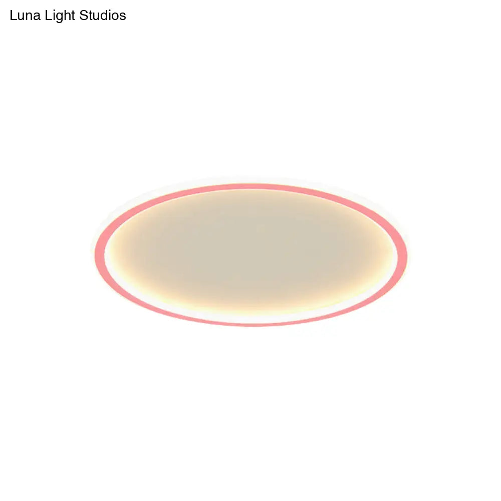 Minimalist Pink/Blue Led Flush Mount Ceiling Light For Bedroom