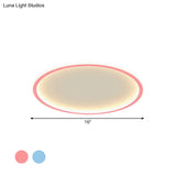 Minimalist Pink/Blue Led Flush Mount Ceiling Light For Bedroom