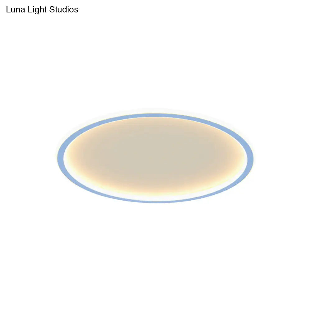 Minimalist Pink/Blue Led Flush Mount Ceiling Light For Bedroom