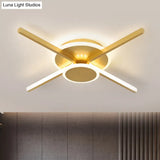 Minimalist Ray Flushmount Metallic Led Ceiling Lamp For Hotels - Warm/White Light 19.5’/24.5’ Wide