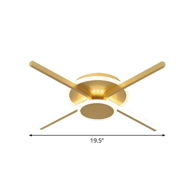 Minimalist Ray Flushmount Metallic Led Ceiling Lamp For Hotels - Warm/White Light 19.5/24.5 Wide