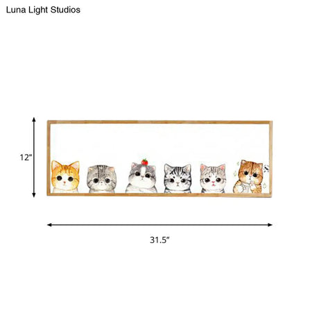 Minimalist Rectangle Cat Silhouette Led Wall Light Fixture - Metallic Finish