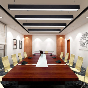 Minimalist Rectangular Led Hanging Light: 4’/8’/10’ Acrylic Ceiling Pendant In Black Or White / 4’