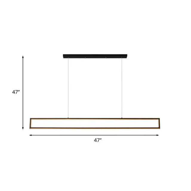 Minimalist Rectangular Metal Led Pendant Lamp For Dining Room: White/Warm Light 39/47 Long