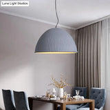 Minimalist Ribbed Pendant Light For Dining Room - Resin Hanging Lighting Fixture